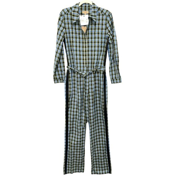 Burberry Jumpsuit Check Tie Waist Azure Blue Size 6 NWT - Picture 5 of 12